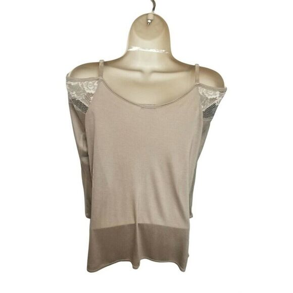 Women's Lace Cold Shoulder Blouse Beaded Neck, Slim Fit T-Shirt Long Sle… - Picture 2 of 5